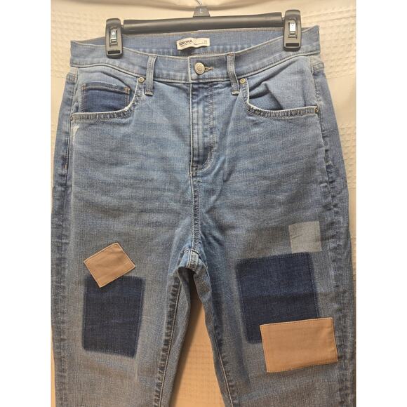 Sonoma Jeans Womens Size 10 High Rise Denim Patchwork Patches - Picture 3 of 9
